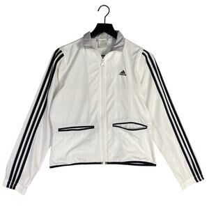 Adidas Womens White Windbreaker Jacket Size‎ S Casual Outdoor Full Zip